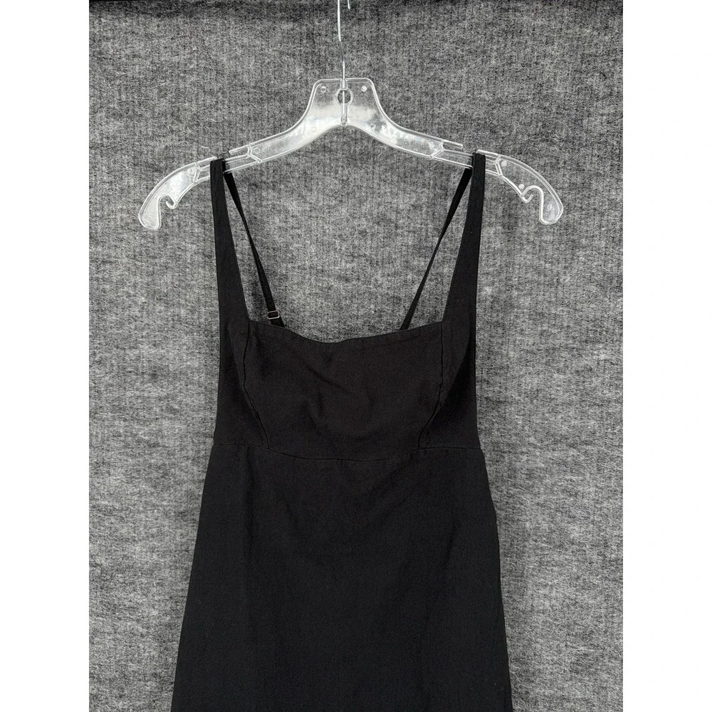 Free People Dress Womens Small Black Mini Square Neck Strappy Cotton Sundress